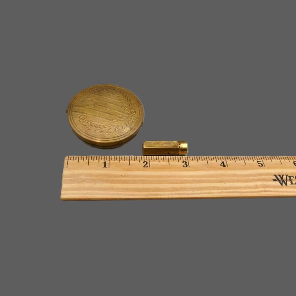 DuBarry Gold Lipstick & Art Deco Compact with Puff, Vintage Vanity Lot Empty - Picture 10 of 10